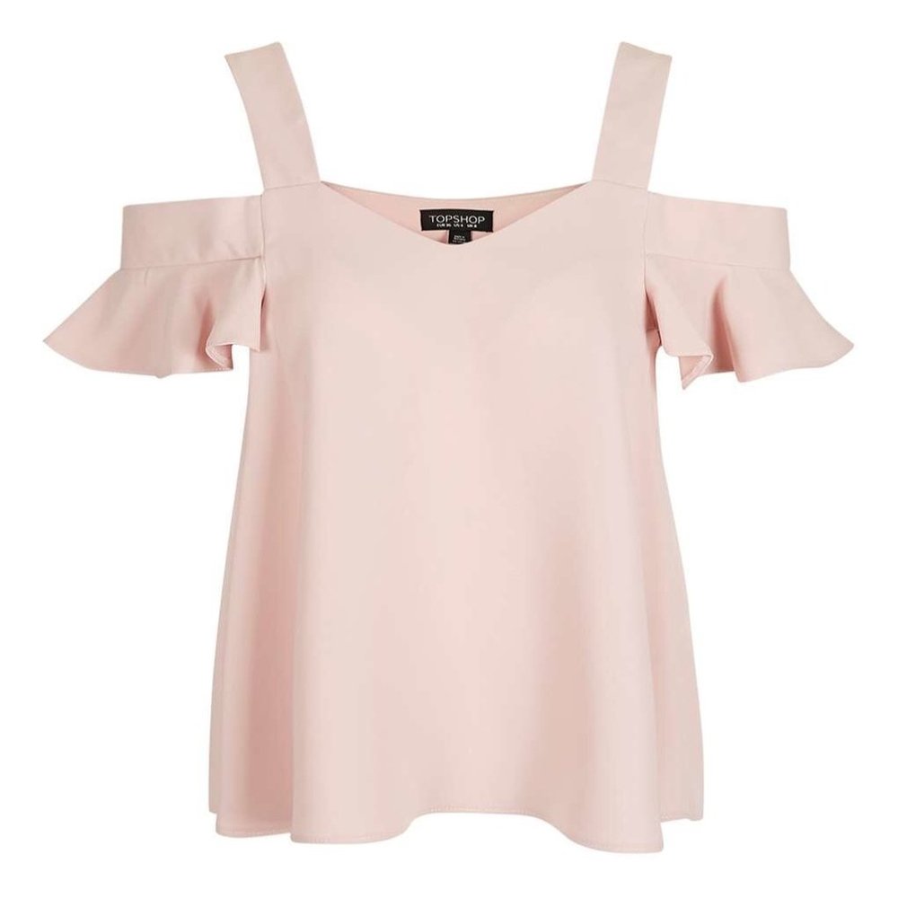 Topshop Light Pink Cold Shoulder Top